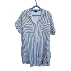 Knot‎ Sisters Striped Shirt Dress, Relaxed, Pockets, Sz L